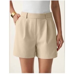 Brand New OGL Women's Size Medium Beige High Waisted Ponte De Roma Shorts